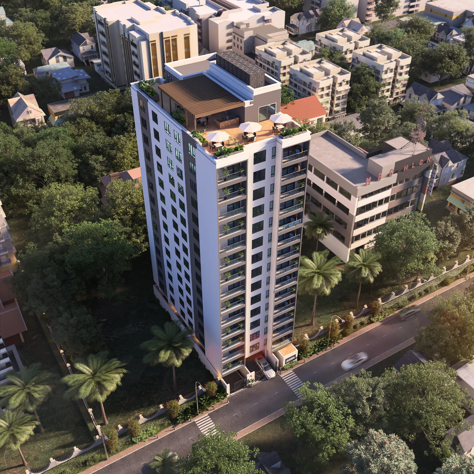 Aerial architectural rendering of Southfield Place in Nairobi
