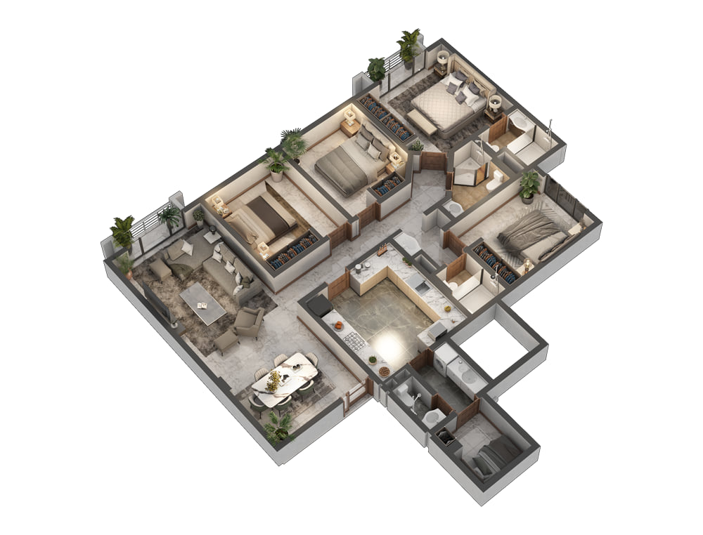 Waadi Residence four-bedroom floor plan